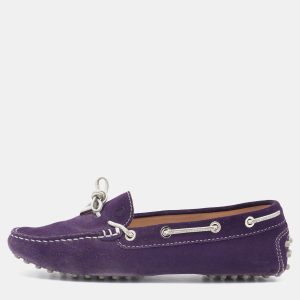 Tod's Purple/Silver Suede and Leather Bow Slip On Loafers Size 37, Loafers & Slip-Ons - Luxury Closet catalog