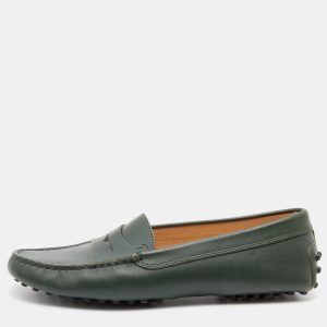 Tod's Dark Green Leather Gommino Slip On Loafers Size 36.5, Loafers & Slip-Ons - Luxury Closet catalog