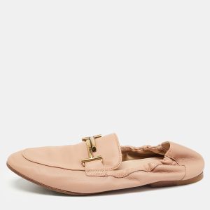 Tod's Pink Leather Double T Scrunch Loafers Size 36.5, Loafers & Slip-Ons - Luxury Closet catalog