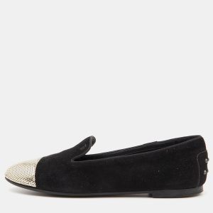 Tod's Black/Gold Suede and Sequins Embellished Slip On Smoking Slippers Size 37.5, Loafers & Slip-Ons - Luxury Closet catalog