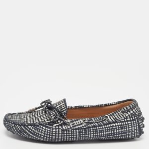 Tod's Silver/Black Textured Suede Bow Loafers Size 36, Loafers & Slip-Ons - Luxury Closet catalog