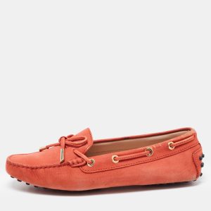 Tod's Orange Nubuck Leather Bow Detail Slip On Loafers Size 37, Loafers & Slip-Ons - Luxury Closet catalog