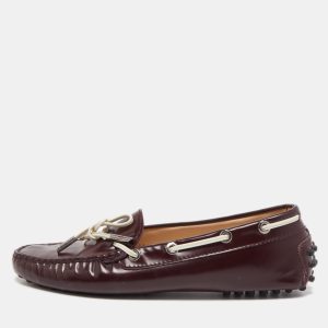Tod's Burgundy Leather Bow Slip On Loafers Size 36.5, Loafers & Slip-Ons - Luxury Closet catalog