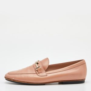 Tod's Peach Leather Double T Slip On Penny Loafers Size 37.5, Loafers & Slip-Ons - Luxury Closet catalog