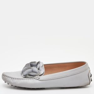 Tod's Grey Leather Flower Gommini Slip On Loafers Size 39, Loafers & Slip-Ons - Luxury Closet catalog