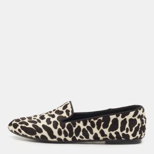 Tod's Black/White Leopard Print Calf Hair Smoking Slippers Size 36.5, Loafers & Slip-Ons - Luxury Closet catalog