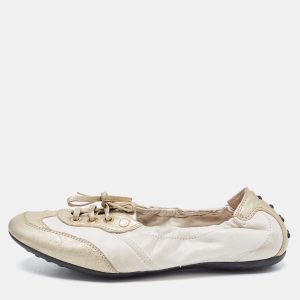 Tod's White/Gold Leather Gomma Lace Up Loafers Size 36, Loafers & Slip-Ons - Luxury Closet catalog