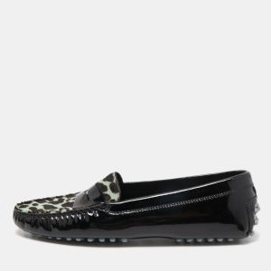 Tod's Black Patent Leather And Calf Hair Gommino Penny Loafers Size 39, Loafers & Slip-Ons - Luxury Closet catalog