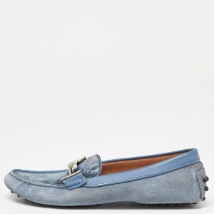 Tod's Blue Velvet, Suede and Leather Double T Gommino Driving Loafers Size 37, Loafers & Slip-Ons - Luxury Closet catalog