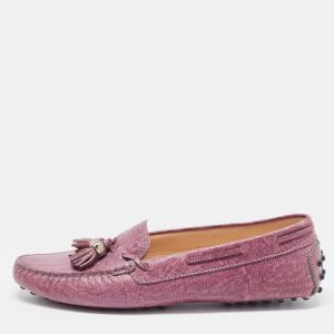 Tod's Purple Lizard Embossed Leather Penny Bow Loafers Size 39, Loafers & Slip-Ons - Luxury Closet catalog