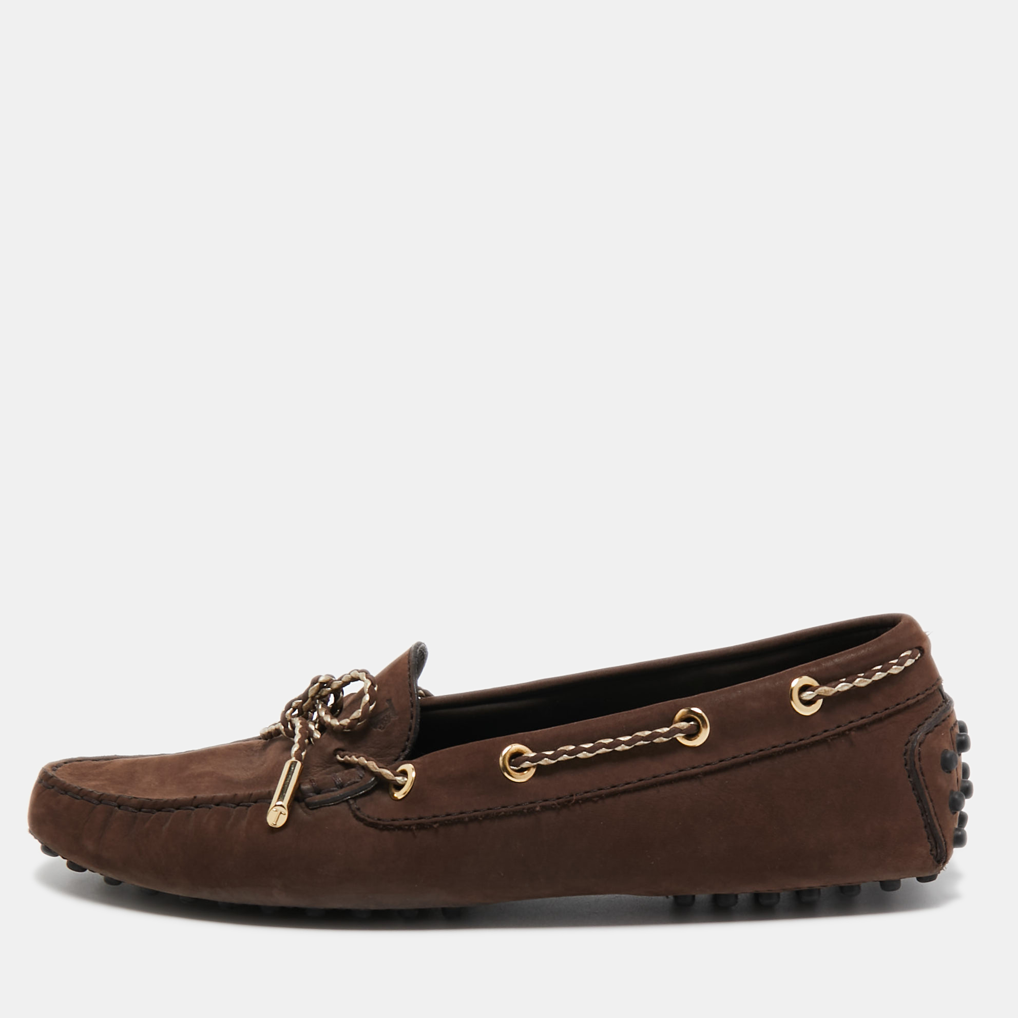 Tod's Brown Nubuck Leather Bow Slip On Loafers Size 38, Loafers & Slip-Ons - Luxury Closet catalog