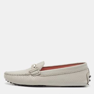 Tod's Grey Lizard Embossed Leather Loafers Size 35.5, Loafers & Slip-Ons - Luxury Closet catalog
