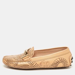 Tod's Beige Leather Gommini-Double-T Loafers Size 35.5, Loafers & Slip-Ons - Luxury Closet catalog