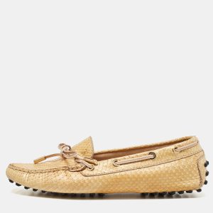Tod's Beige Watersnake Leather Penny Slip On Loafers Size 36.5, Loafers & Slip-Ons - Luxury Closet catalog