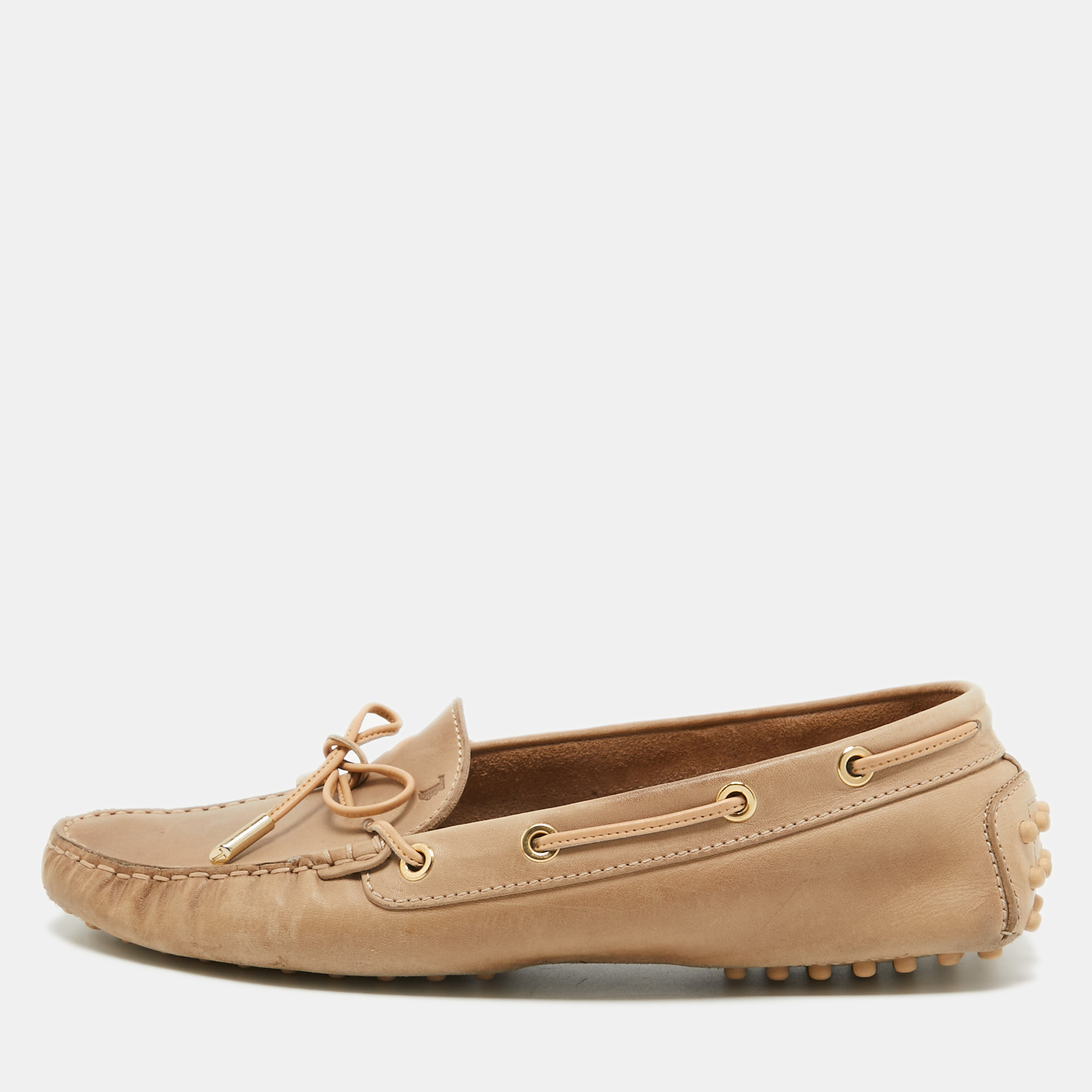 Tod's Beige Leather Bow Loafers Size 40, Loafers & Slip-Ons - Luxury Closet catalog