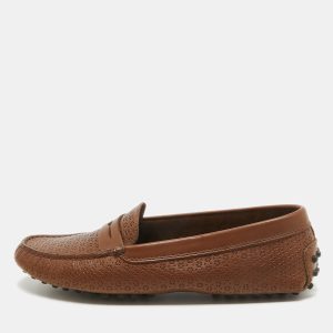 Tod's Brown Perforated Leather Penny Slip On Loafers Size 37.5, Loafers & Slip-Ons - Luxury Closet catalog