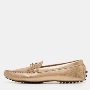 Tod's Gold Leather Crystal Embellished Double T Slip On Loafers Size 36, Loafers & Slip-Ons - Luxury Closet catalog