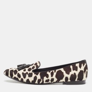 Tom Ford White/Brown Pony Hair Tassel Detail Smoking Slippers Size 38, Loafers & Slip-Ons - Luxury Closet catalog