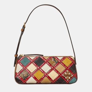 Tory Burch Brown Multicolor Snake Embossed Leather Shoulder Bag, Shoulder Bags - Luxury Closet catalog