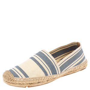 Tory Burch Cream/Blue Striped Canvas Espadrilles Loafers Size 36.5, Loafers & Slip-Ons - Luxury Closet catalog