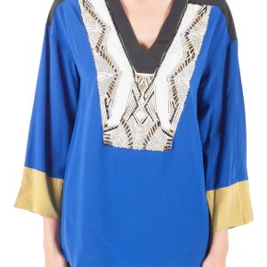 Etro Colorblock Silk Embellished Yoke Long Sleeve Tunic M, Shirts & Tops - Luxury Closet catalog
