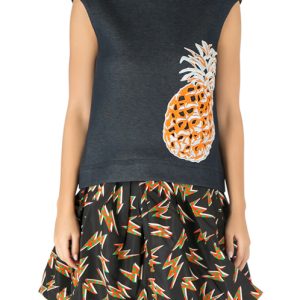 MSGM Indigo Blue Cotton Knit Pineapple Applique Sleeveless Sweatshirt S, Shirts & Tops - Luxury Closet catalog