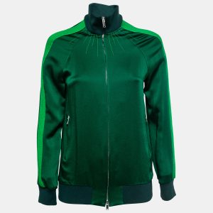 Valentino Green Crepe Pleated Stripe Detail Zip-Up Track Jacket S, Coats & Jackets - Luxury Closet catalog