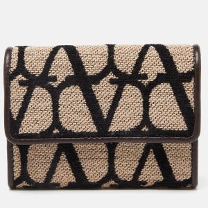 Valentino Tri Color Fabric and Leather Vlogo Compact Wallet, Wallets & Money Clips - Luxury Closet catalog