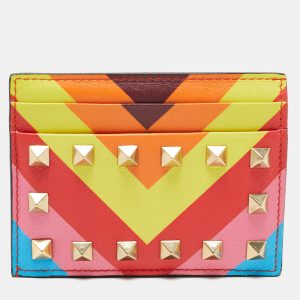Valentino Multicolor Stripe Leather Rockstud Card Case, Wallets & Money Clips - Luxury Closet catalog