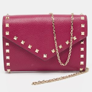 Valentino Pink Leather Rockstud Envelope Wallet on Chain, Wallets & Money Clips - Luxury Closet catalog