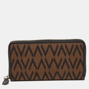 Valentino Brown/Black Canvas and Leather Zip Around Wallet, Wallets & Money Clips - Luxury Closet catalog