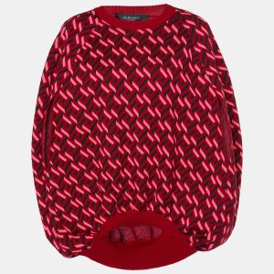 Versace Parade Red La Greca Jacquard Knit Cocoon Sweater M, Sweaters & Cardigans - Luxury Closet catalog