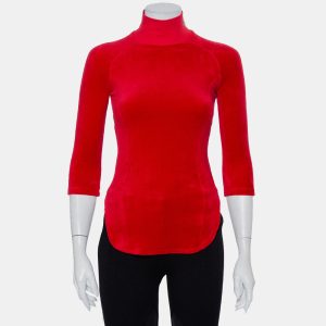 Vetements X Juicy Couture Red Velour Turtleneck Top M, Shirts & Tops - Luxury Closet catalog