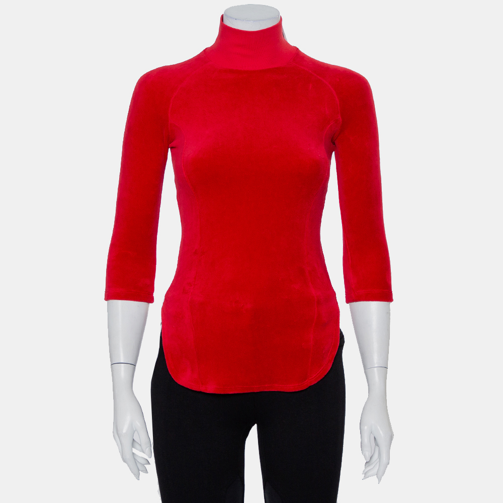 Vetements X Juicy Couture Red Velour Turtleneck Top M, Shirts & Tops - Luxury Closet