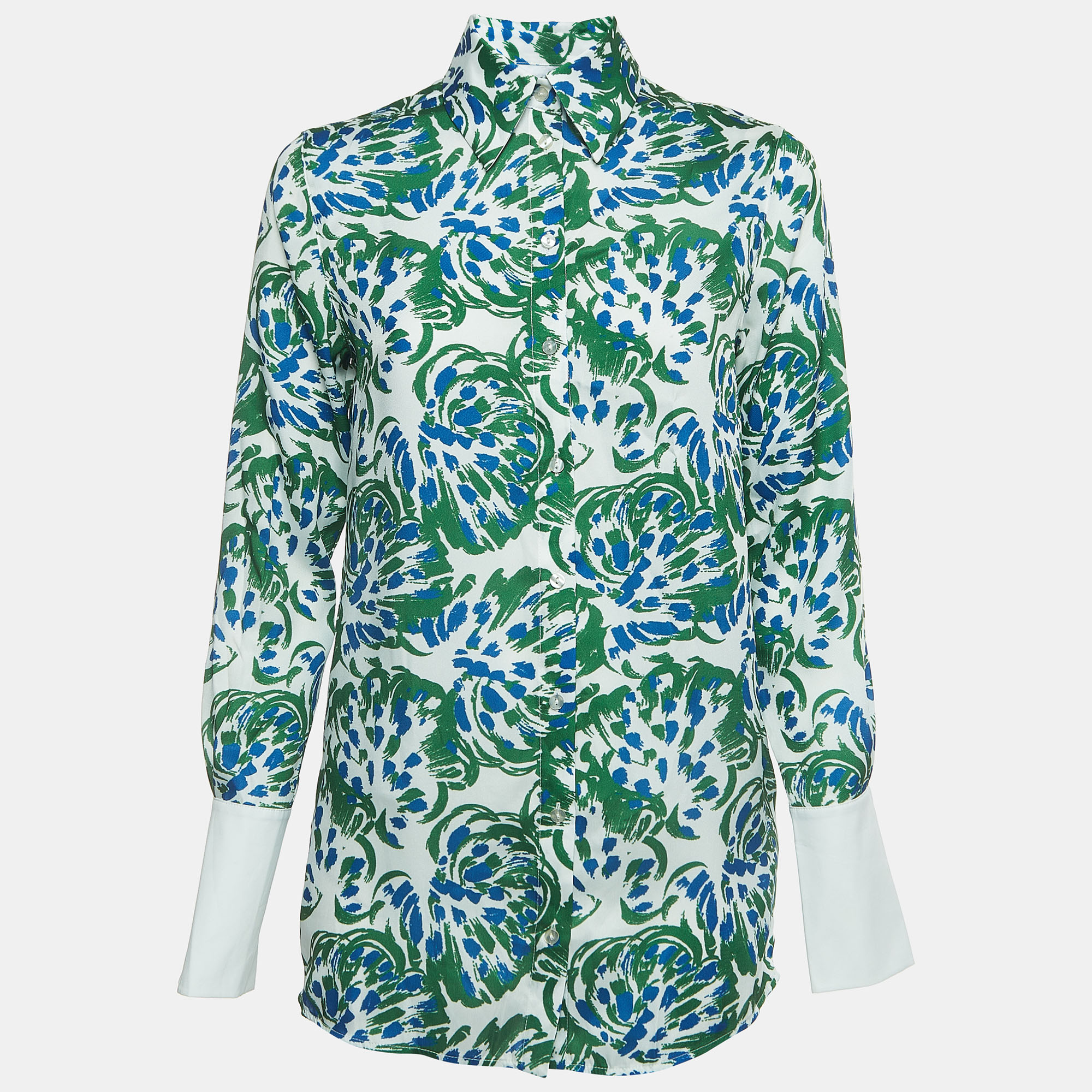 Victoria Beckham White Abstract Floral Print Twill Button Front Shirt S, Shirts & Tops - Luxury Closet catalog