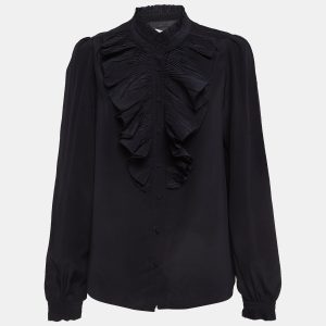 Zadig & Voltaire Black Crepe Silk Ruffled Blouse L, Shirts & Tops - Luxury Closet catalog