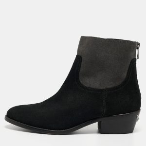 Zadig & Voltaire Black/Grey Suede Teddy Ankle Boots Size 37, Boots - Luxury Closet