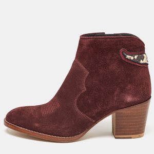 Zadiq & Voltaire Burgundy Suede Ankle Boots Size 36, Boots - Luxury Closet catalog