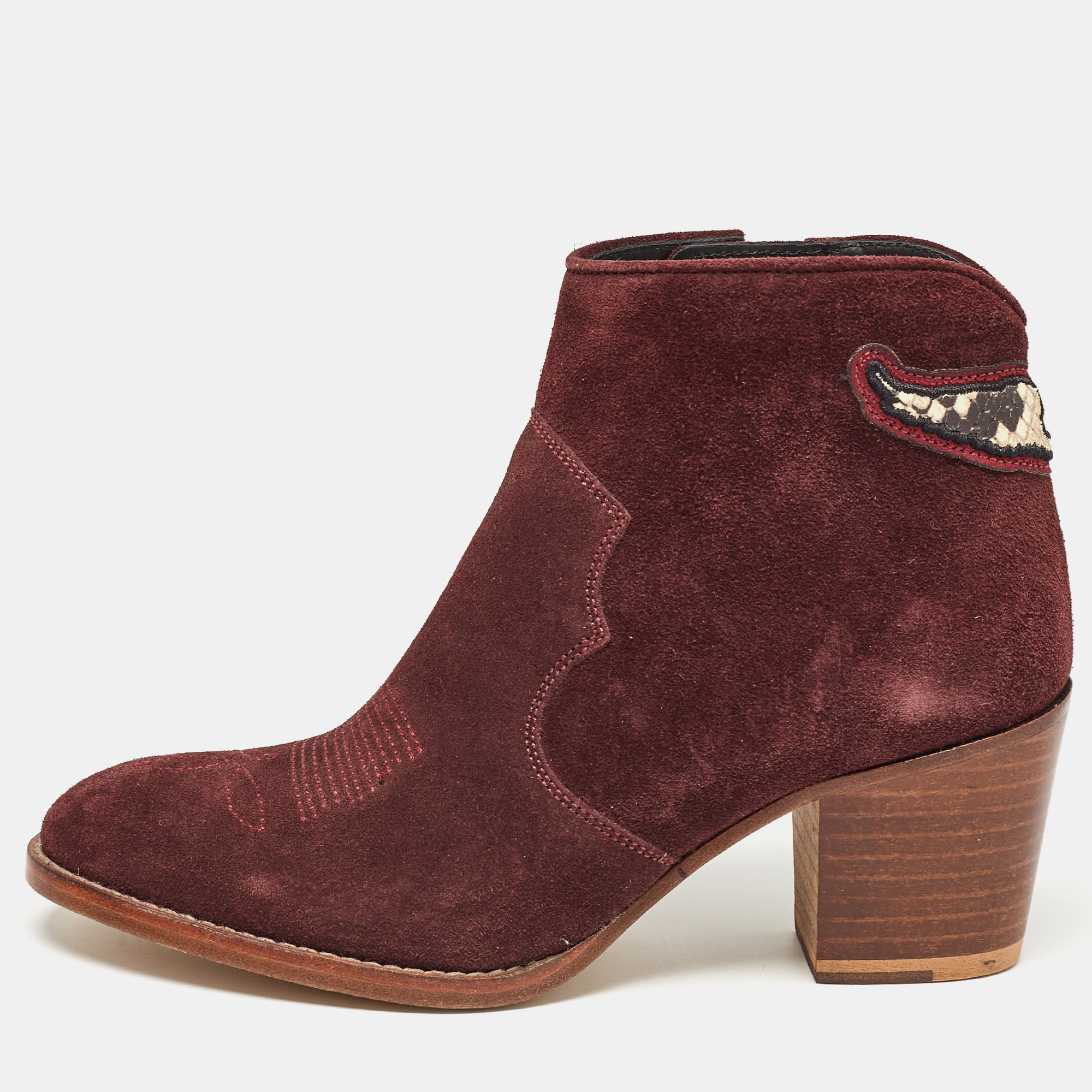 Zadiq & Voltaire Burgundy Suede Ankle Boots Size 36, Boots - Luxury Closet catalog