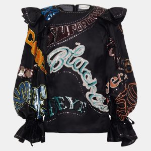 Zimmermann Black Silk Sequined Long Sleeve Top XS (SIZE 0), Shirts & Tops - Luxury Closet catalog