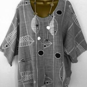 Women's Shirt Blouse Linen Floral Daily Vacation Weekend Half Sleeve Print Short Sleeve Vintage Streetwear Holiday Crew Neck Regular Fit Summer Spring, Blouses & Shirts, Roselinlin - Online Catalog