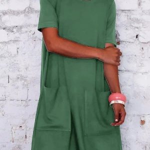 Navy Blue Plain Mini Dress, Midi Dresses, Roselinlin - Online Catalog