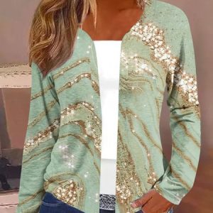 Women's Abstract Regular Loose Kimono, Cardigans, color:Green|size:3XL, catalog Noracora shop