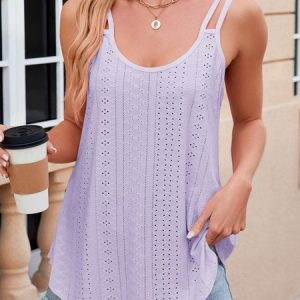 Casual Spaghetti Plain Tank Top, Tanks & Camis, color:Purple|size:XXL, catalog Noracora shop