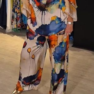Vacation Regular Fit Floral Pants, Pants, color:As Picture|size:XXL, Stylewe