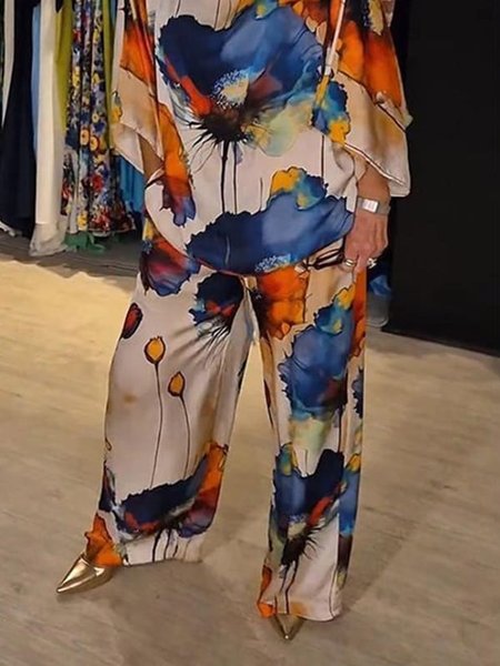 Vacation Regular Fit Floral Pants, Pants, color:As Picture|size:XXL, Stylewe