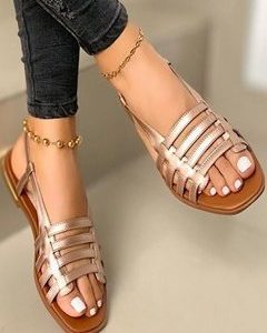 Casual Plain Slip On Flat Heel Slide Sandals, Women shoes, color:Champagne|size:43, catalog Noracora shop