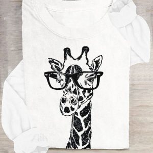 Casual Deer Crew Neck Long Sleeve T-shirt, T-shirts, color:White|size:3XL, catalog Noracora shop