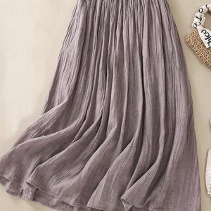 Casual Plain A-Line Natural Maxi Skirt, Skirts, color:Purple|size:XXL, catalog Noracora shop