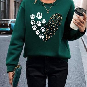 Casual Crew Neck Animal Sweatshirt, Hoodies & Sweatshirts, color:darkgreen|size:3XL, catalog Noracora shop